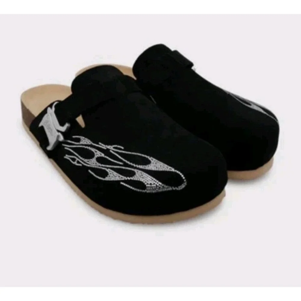 New Culture Kings Loiter Spire Mule Clog Slide On Black/Stone Leather Sz 11 Men